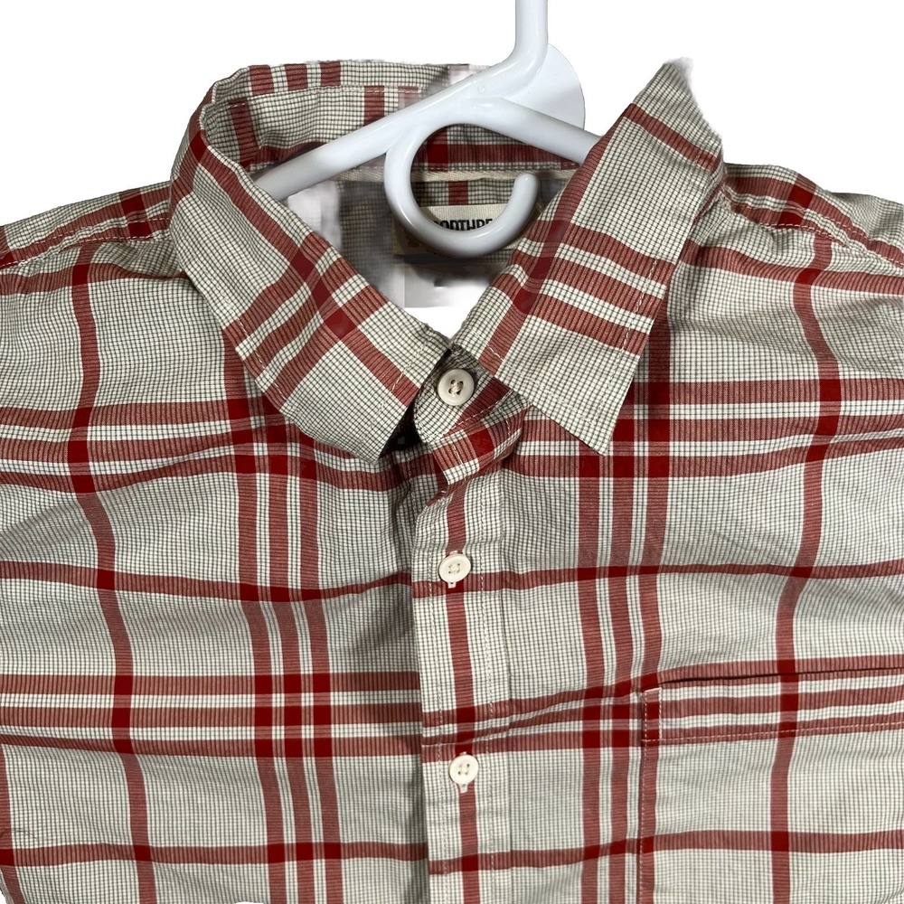 Goodthreads Button Up Men's Large Shirt Red And Gray Checked Plaid Casual